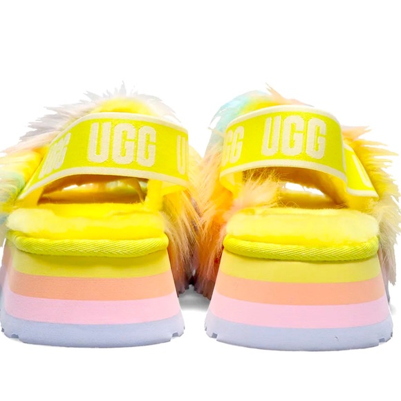 New UGG Fluff Yeah Disco Slide Platform Tie Dye Margarita Slipper - Picture 15 of 17